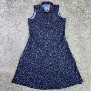 Puma Golf Dress Size Small Blue Floral Sleeveless Lightweight Casual UPF 50